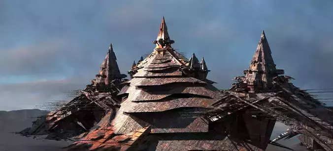 Amon Ra Sci fi Pyramid City 2 3D model