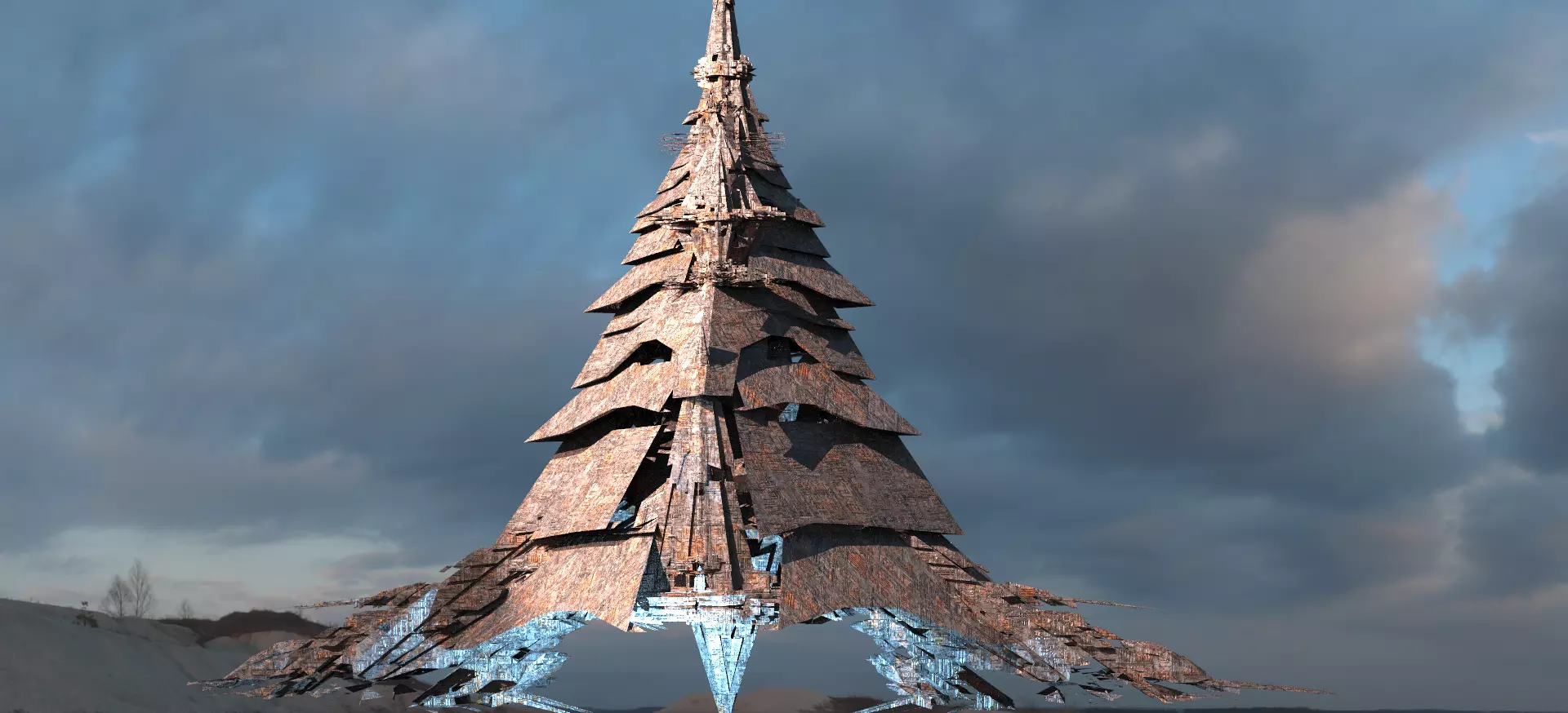 Amon Ra Sci fi Pyramid City Tower 3D 3D model_0