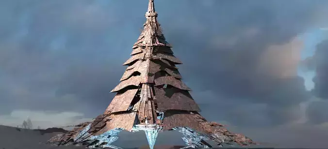Amon Ra Sci fi Pyramid City Tower 3D 3D model