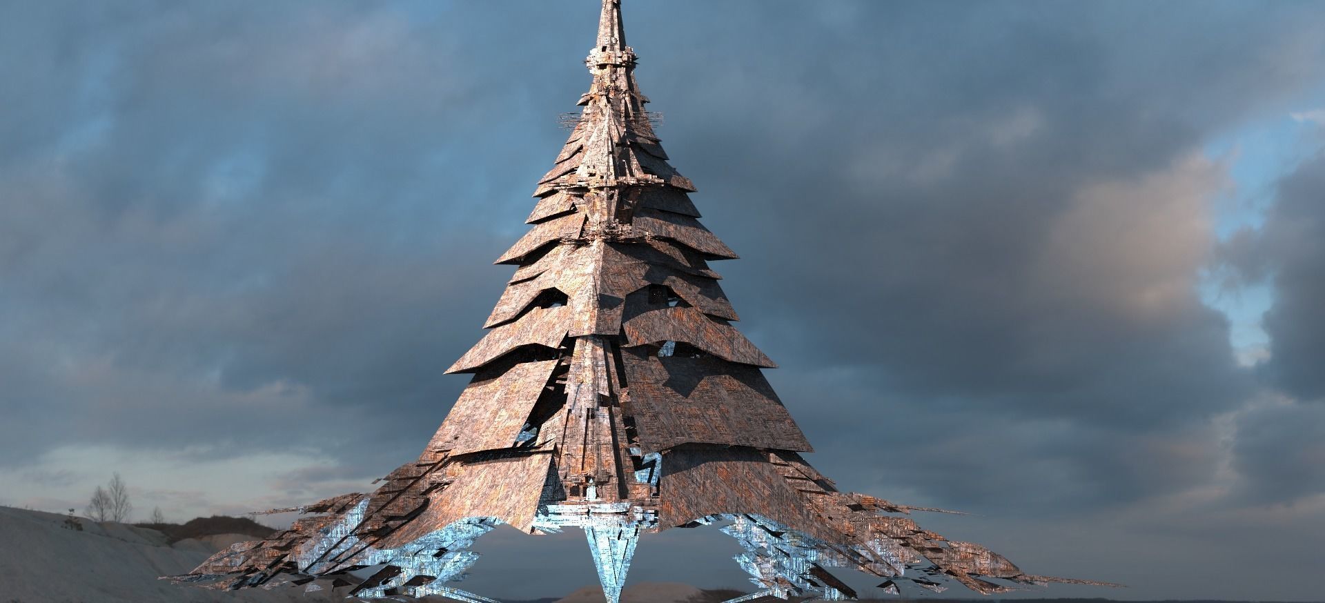 Amon Ra Sci fi Pyramid City Tower 3D 3D model_1