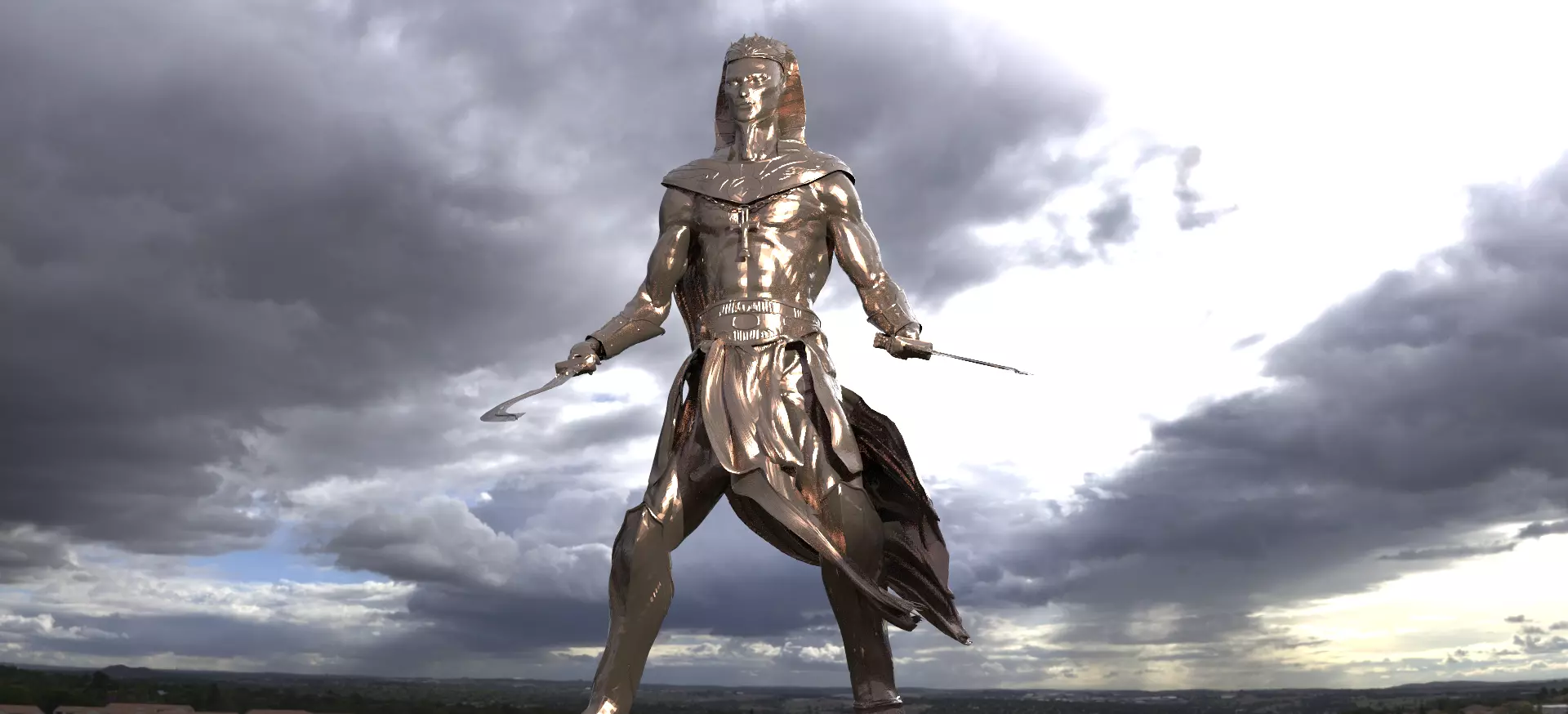 Egyptian Pharaoh Statue 2 3D model_0