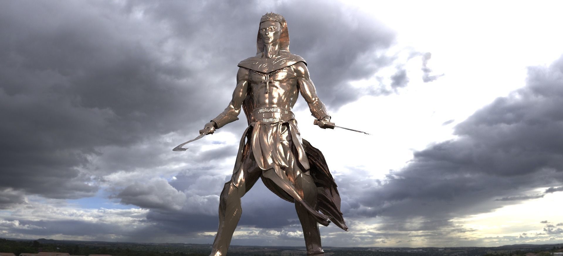 Egyptian Pharaoh Statue 2 3D model_1