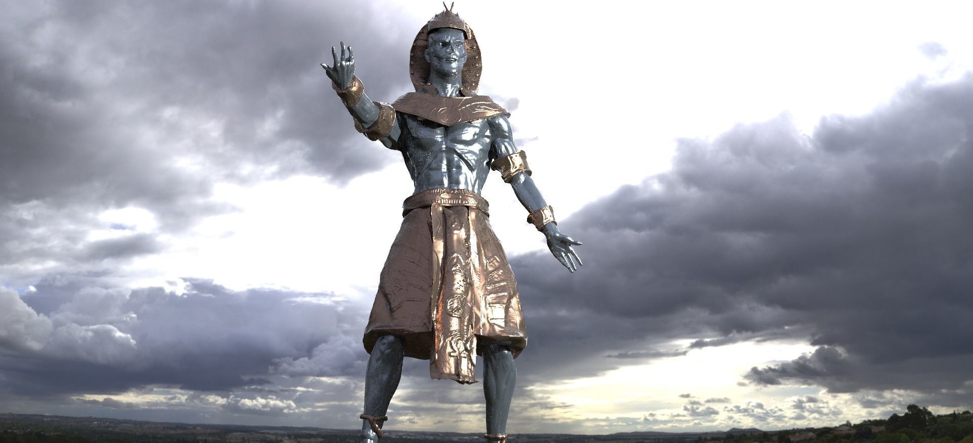 Egyptian Pharaoh Statue 3 3D model_2