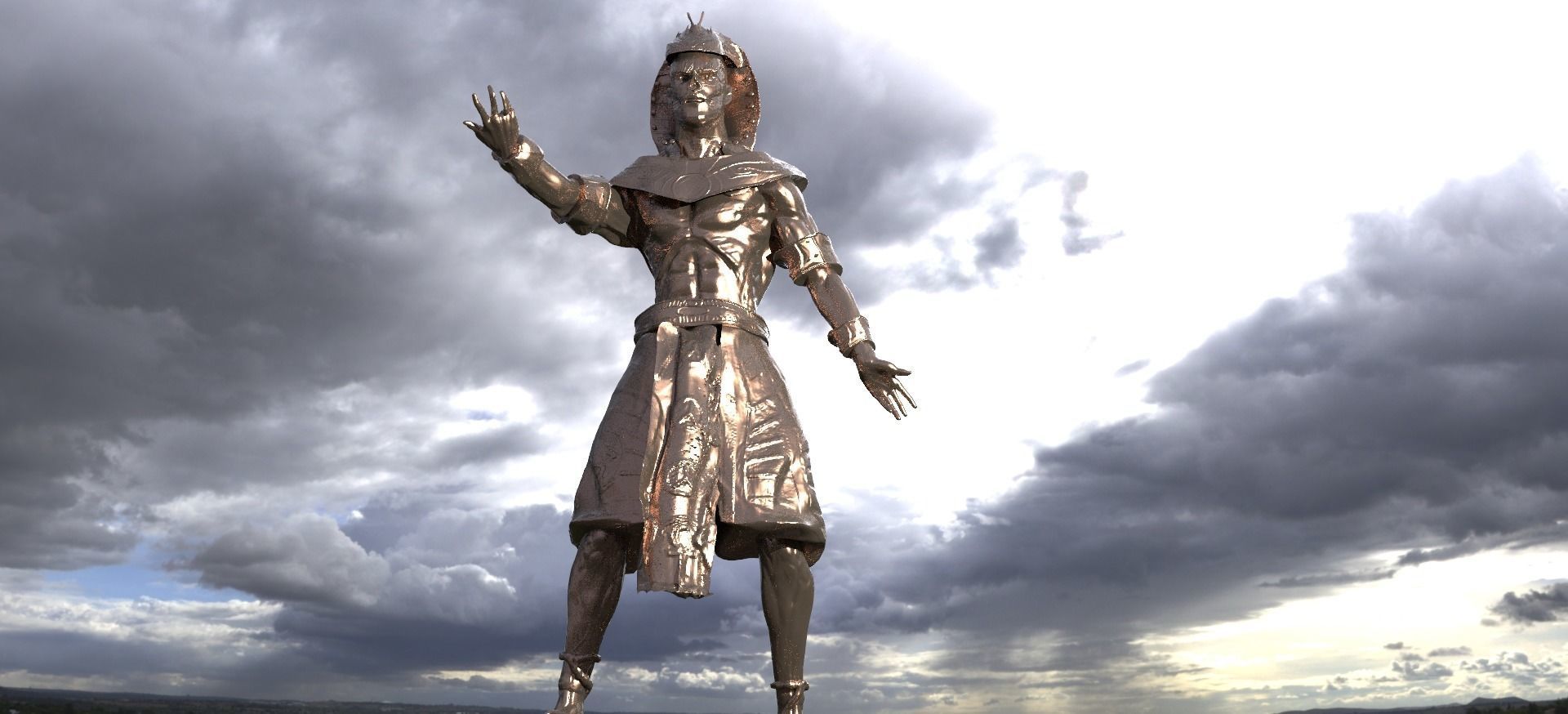 Egyptian Pharaoh Statue 3 3D model_1