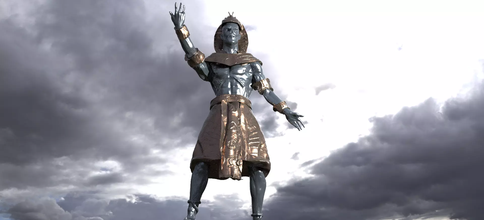 Egyptian Pharaoh Statue 3 3D model_0