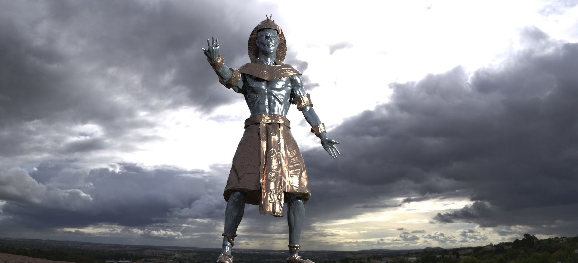 Egyptian Pharaoh Statue 3 3D model_4