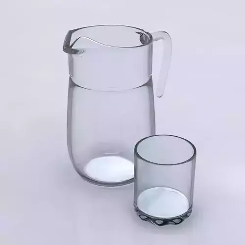 Pitcher and Glass 3D model