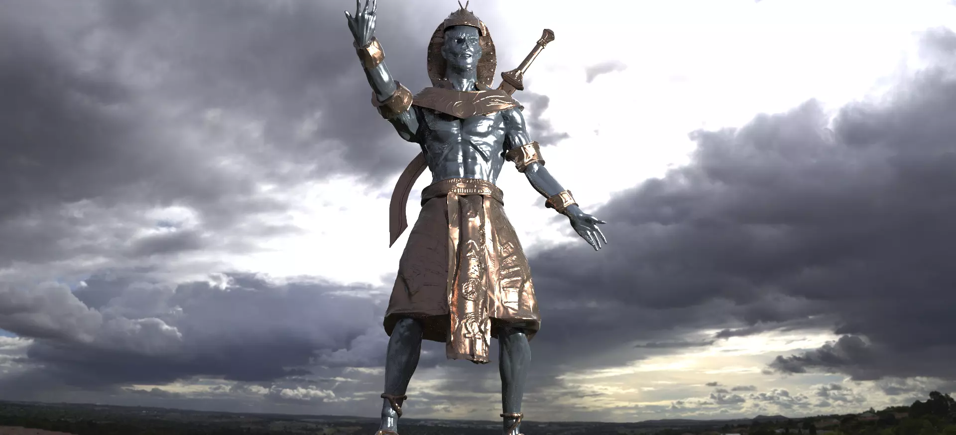 Egyptian Pharaoh Statue 4  3D model_0