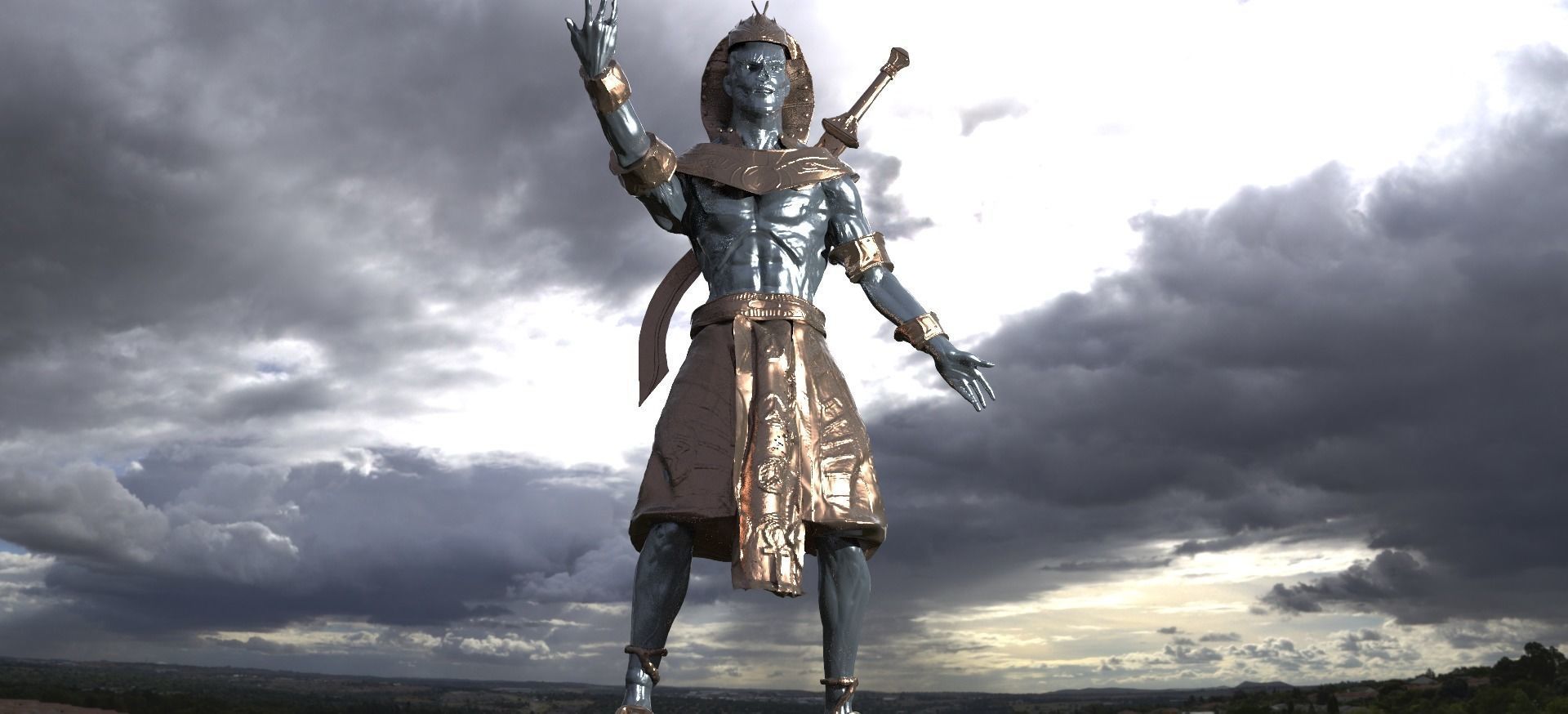 Egyptian Pharaoh Statue 4  3D model_1