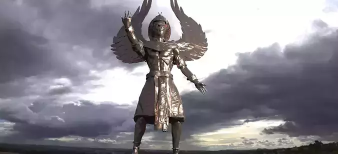 Egyptian Pharaoh Statue Winged 3D model