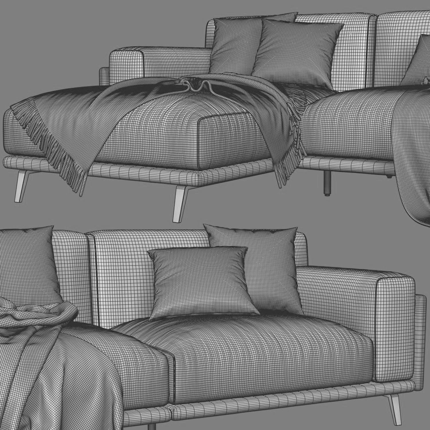 Arflex Frame Chaise Longue Sofa 3D model_4