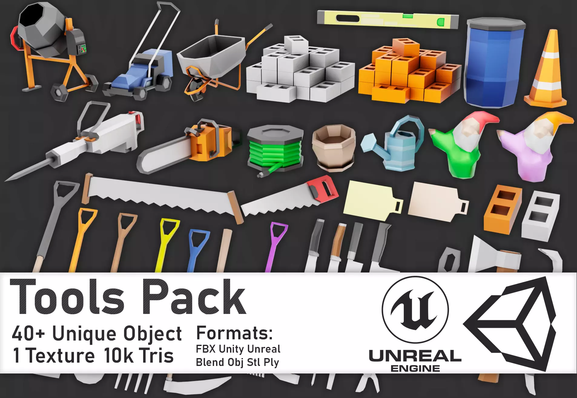 Tools Pack Low Poly Low-poly 3D model_0