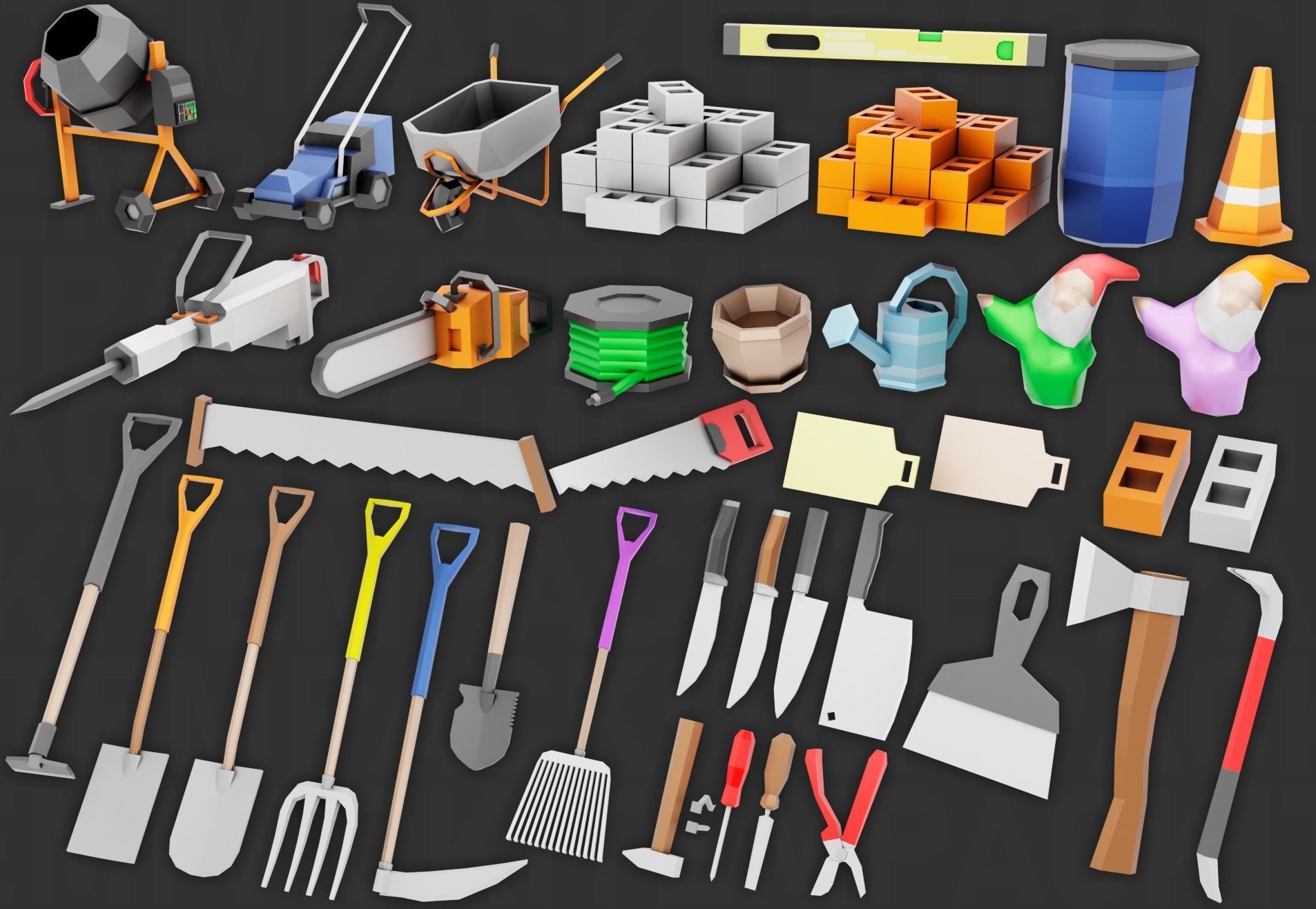 Tools Pack Low Poly Low-poly 3D model_1