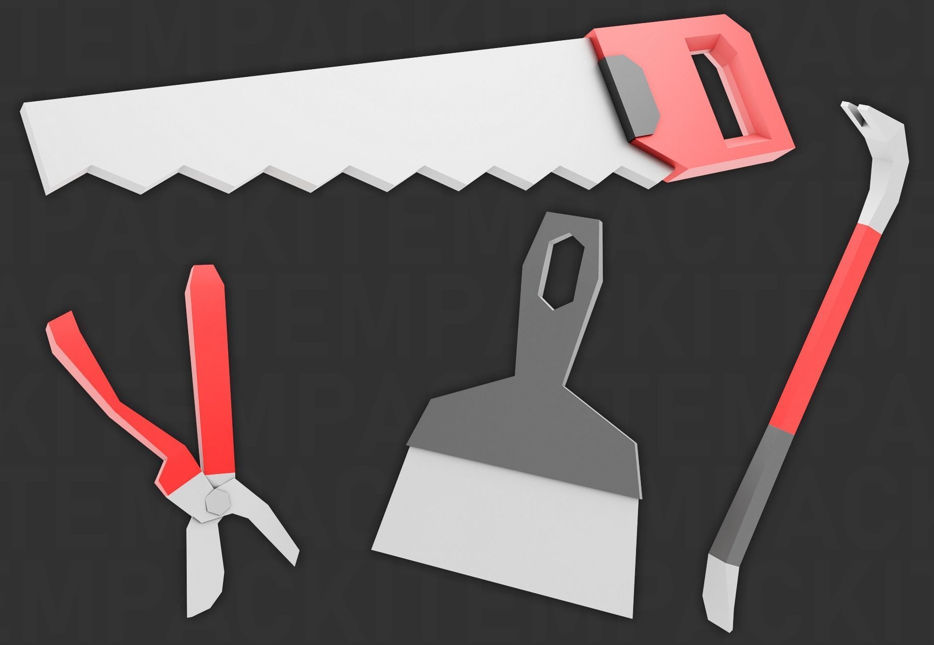 Tools Pack Low Poly Low-poly 3D model_9