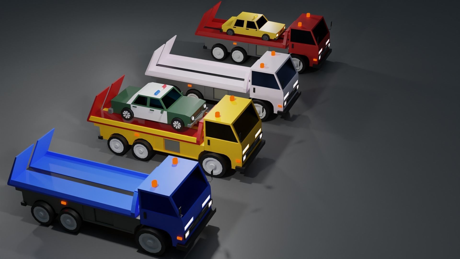 tow truck Low-poly 3D model_3