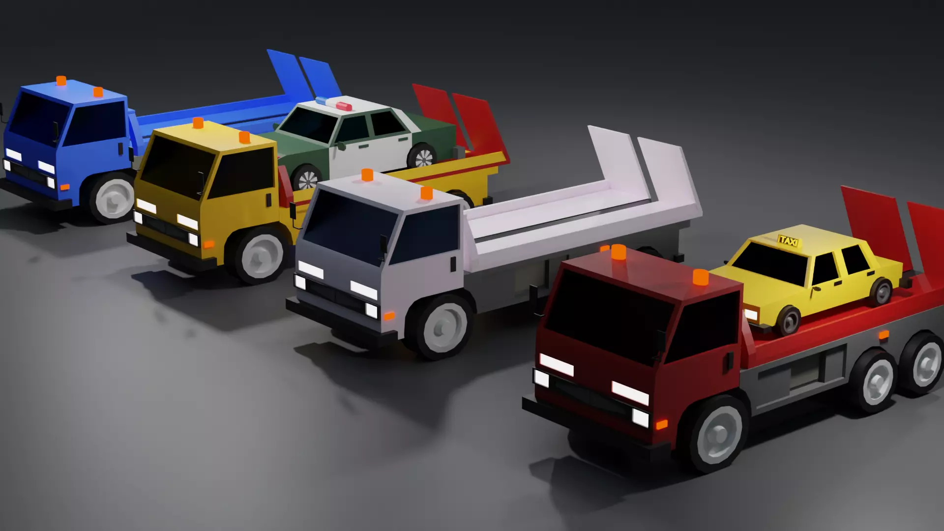 tow truck Low-poly 3D model_0