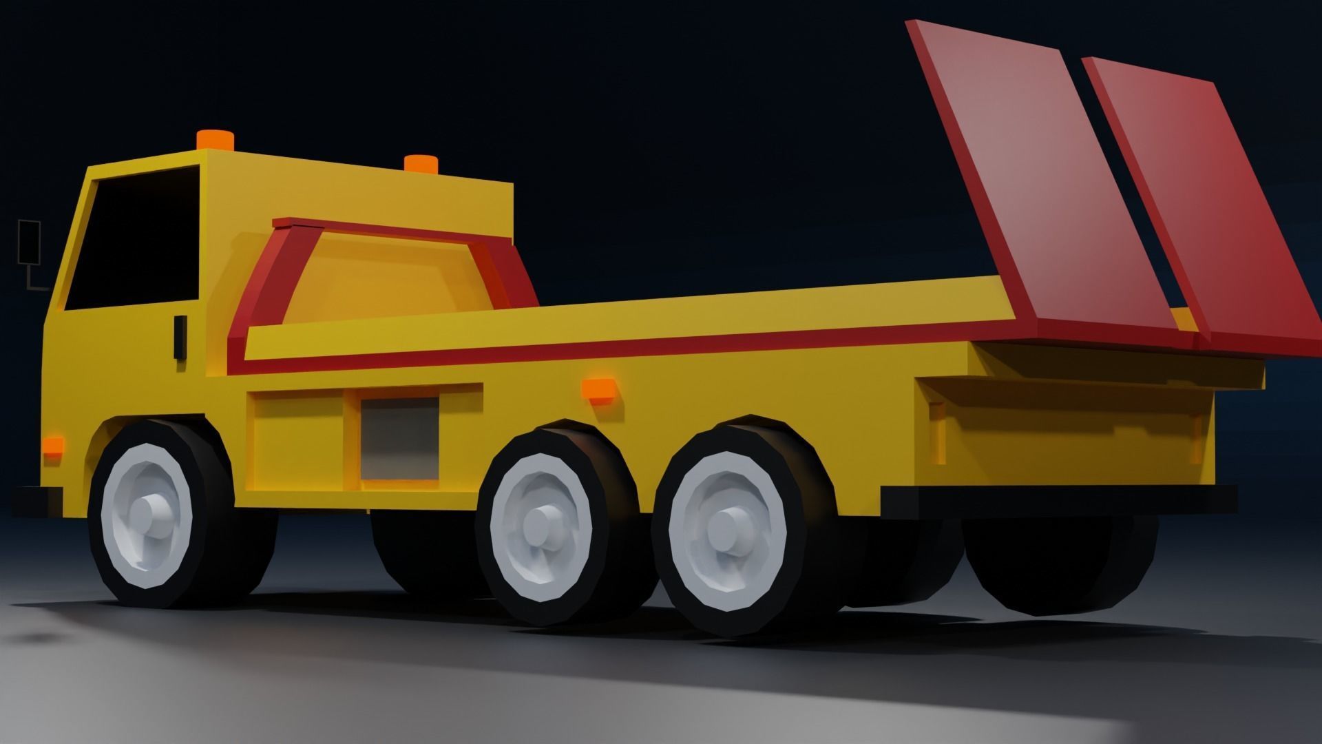 tow truck Low-poly 3D model_9