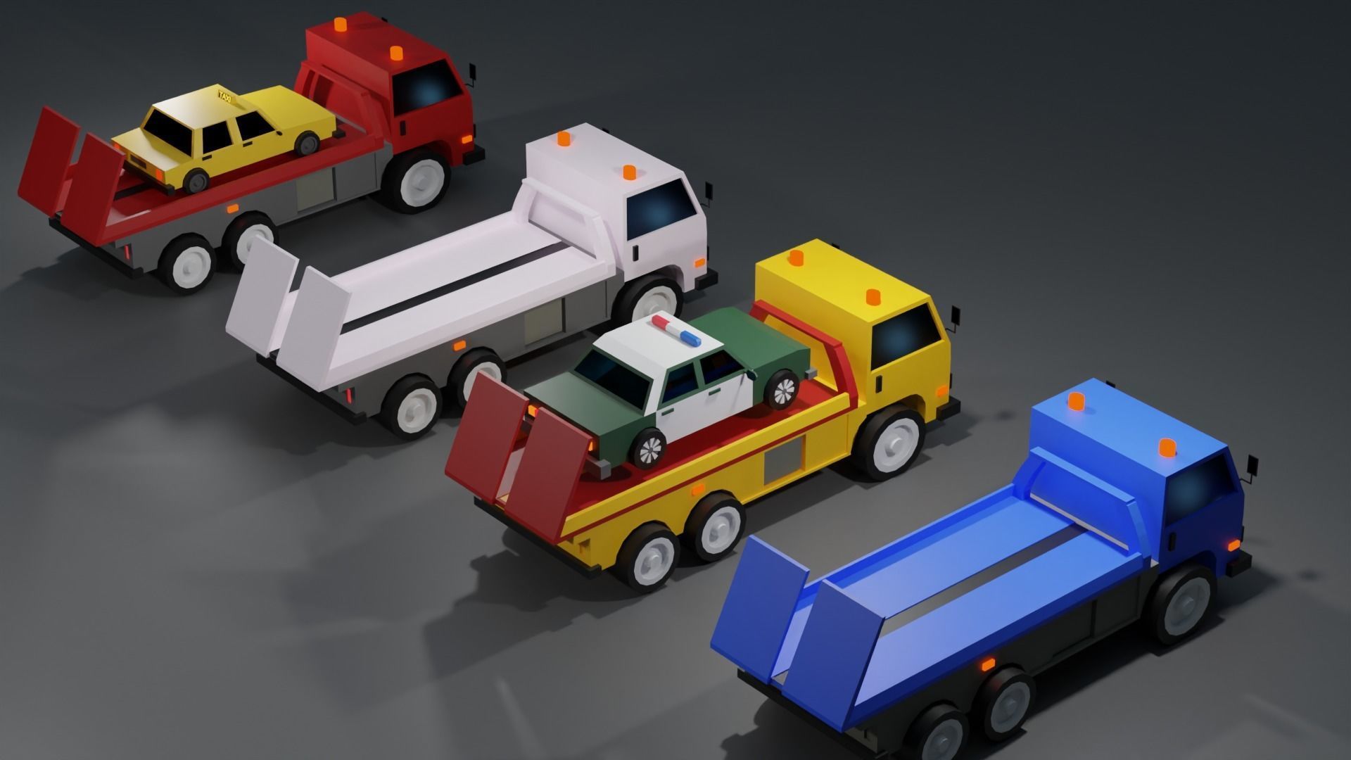 tow truck Low-poly 3D model_2