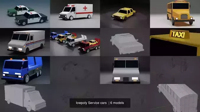 lowpoly Service cars 
