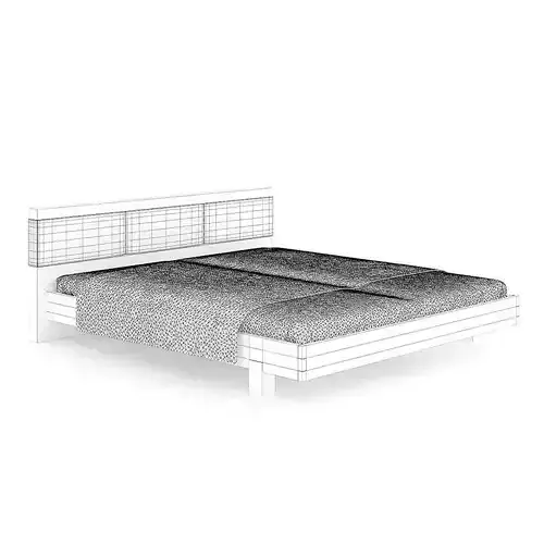 Wooden Bed with Brown Cover