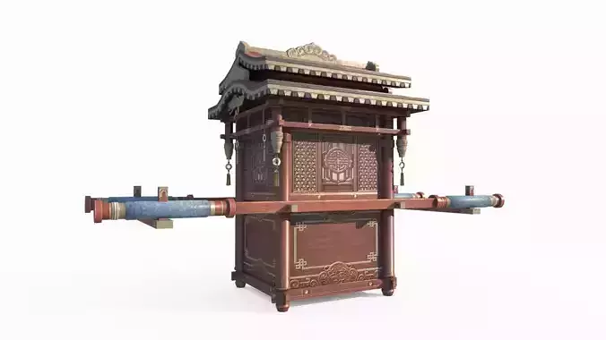 Ancient Asian sedan chair carrying human hand
