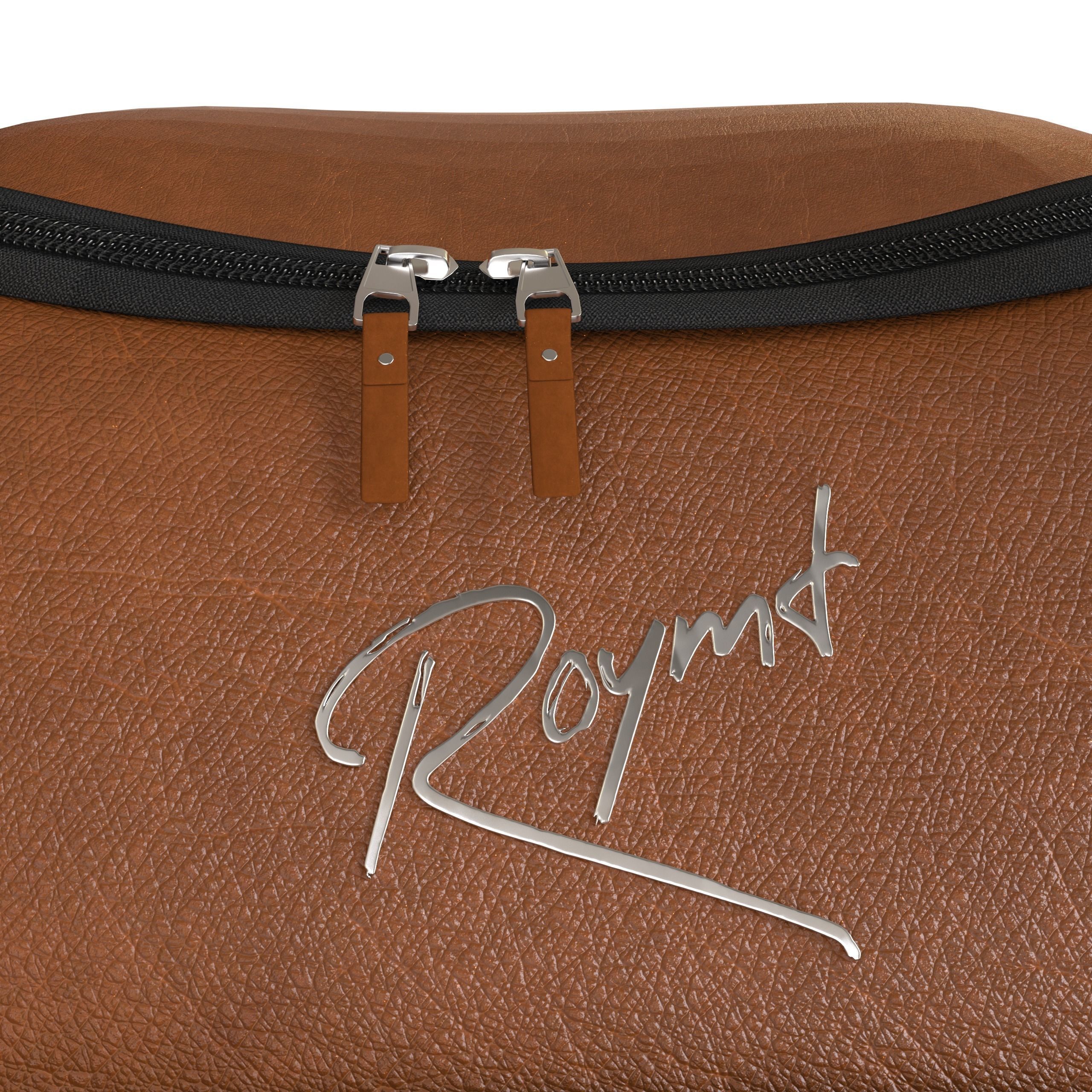 Travel bag - leather Low-poly 3D model_3