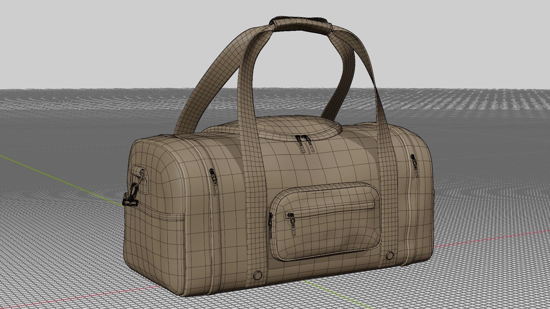 Travel bag - leather Low-poly 3D model_4