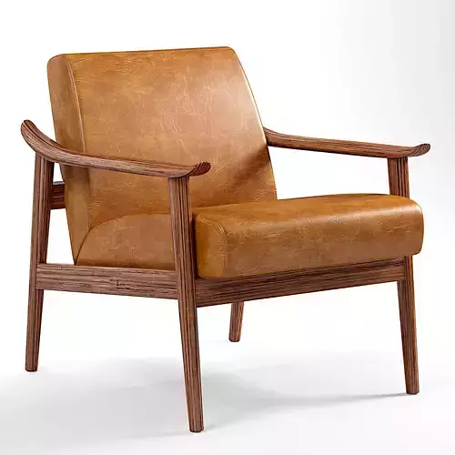 Mid-Century Leather Show Wood Chair