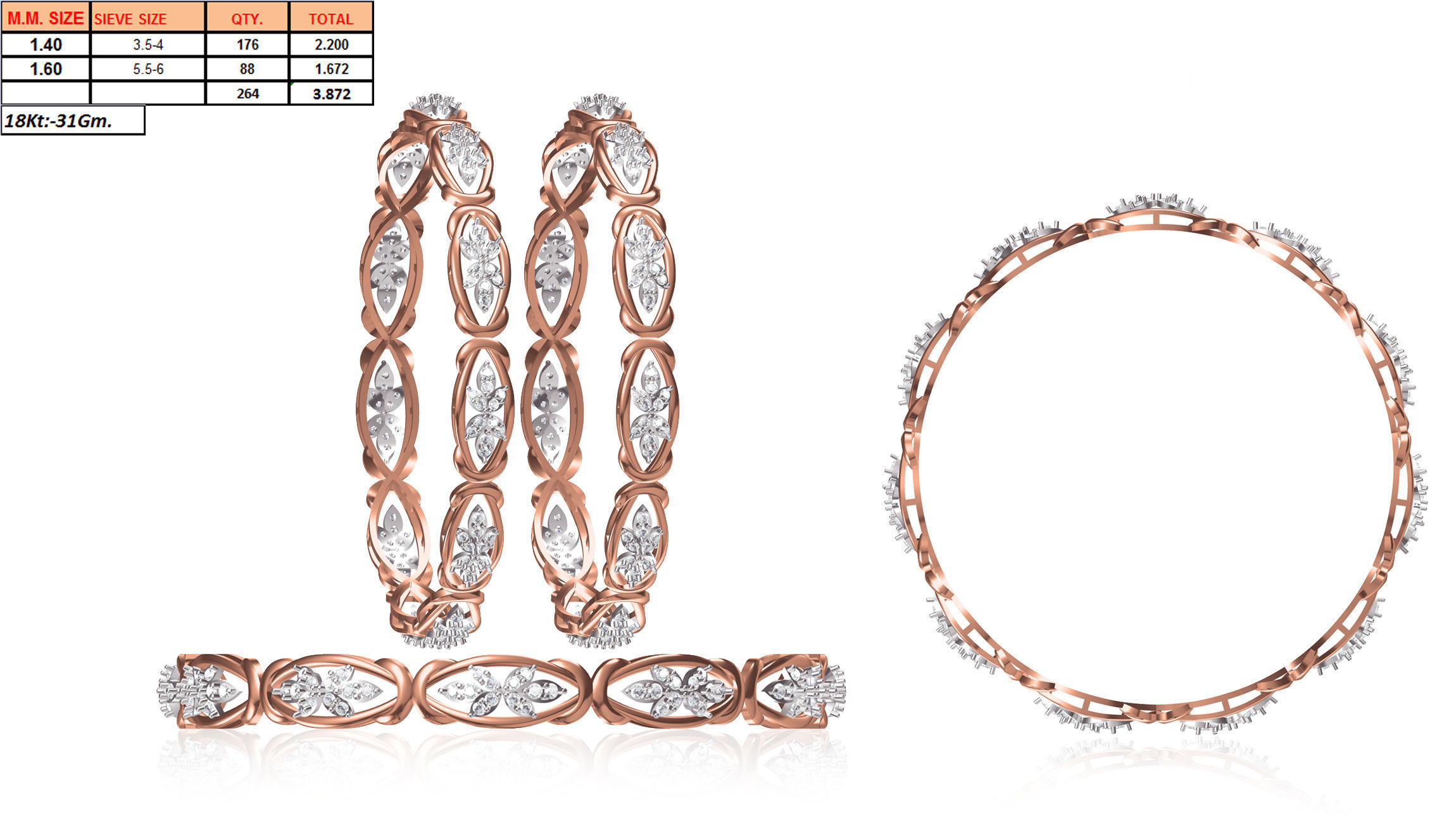 Women Bangle Bracelet STL JCD Details 3D print model_1