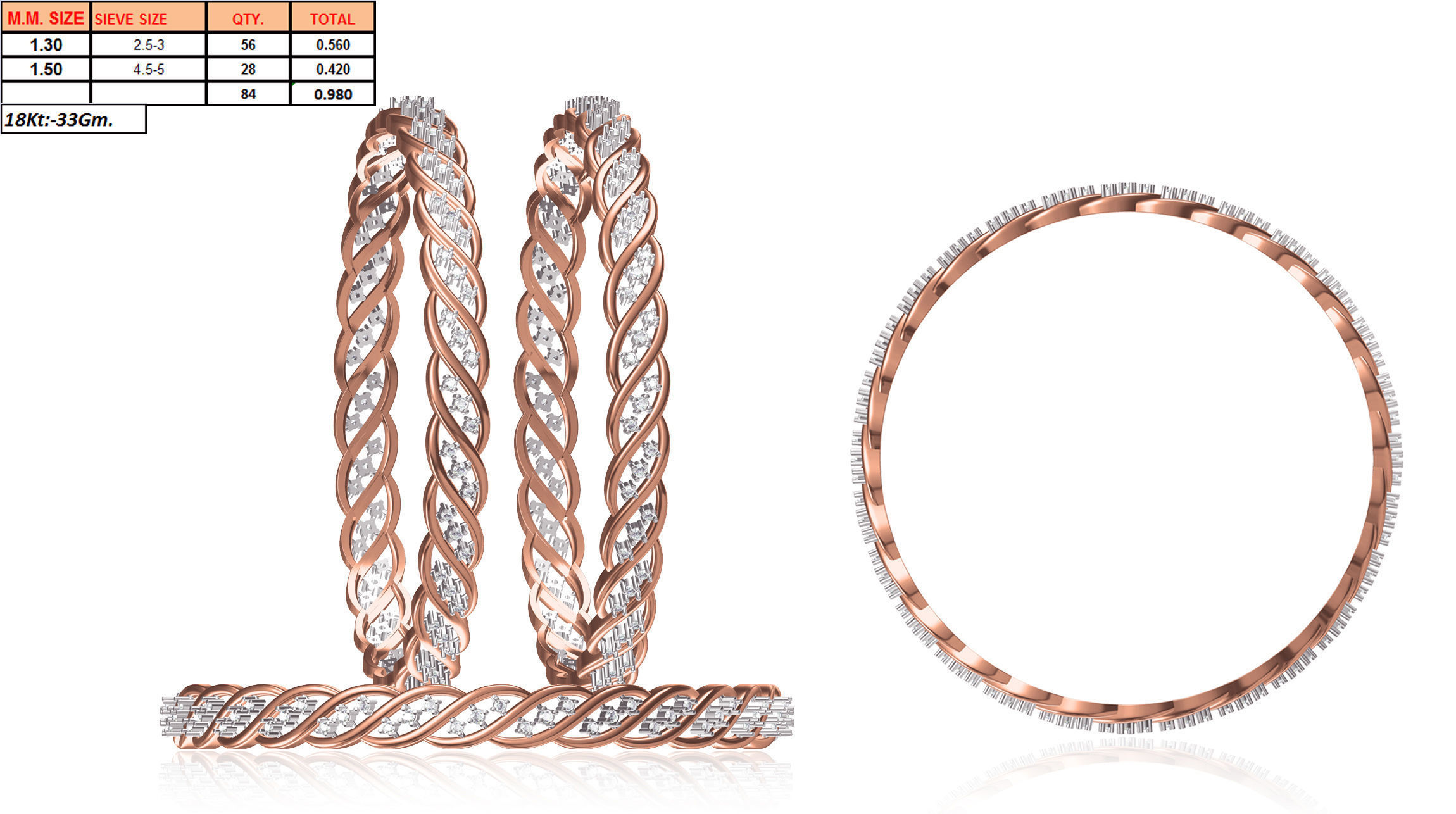 Women Bangle Bracelet STL JCD Details 3D print model_1