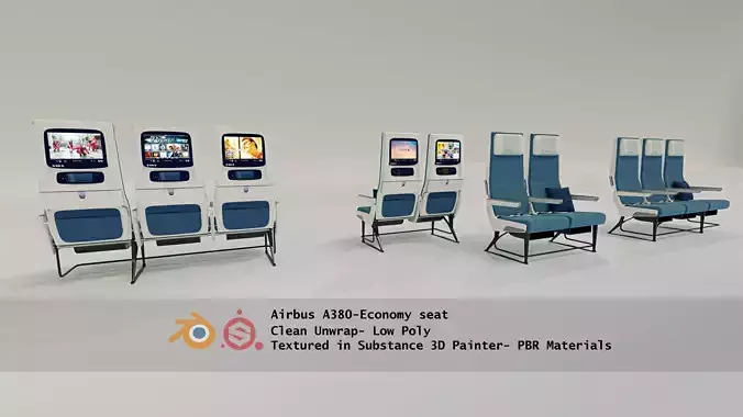 Aircraft seat-Airbus A380 economy seat-high detailed