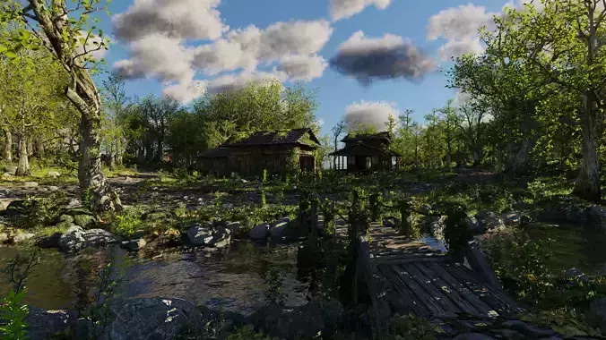 Abandoned Shack Scene 3D model