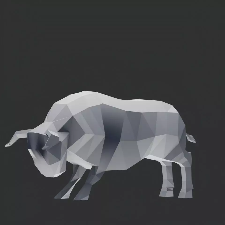 low poly bull Free low-poly 3D model_0