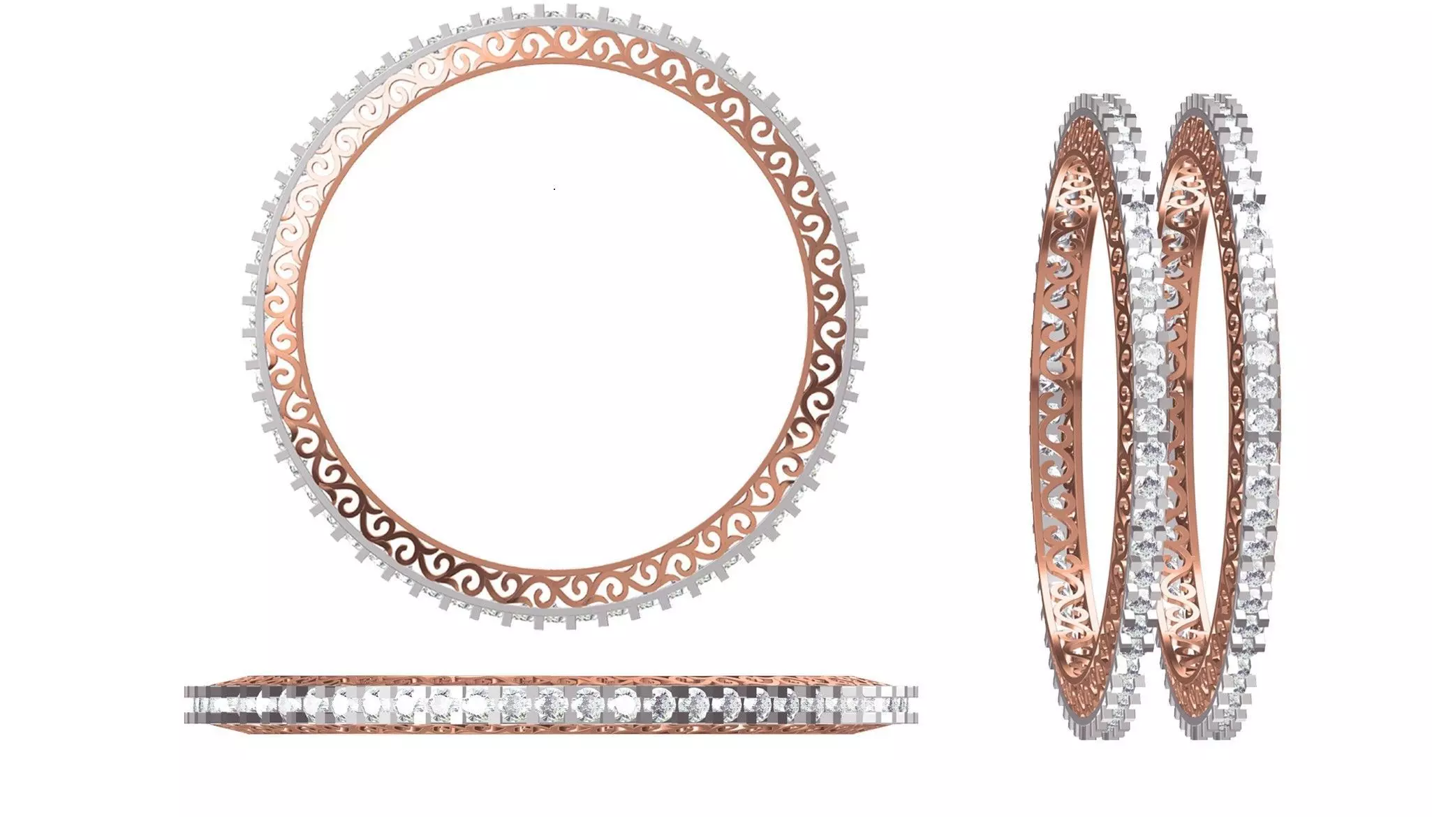 Women Bangle Bracelet STL JCD Details 3D print model_0