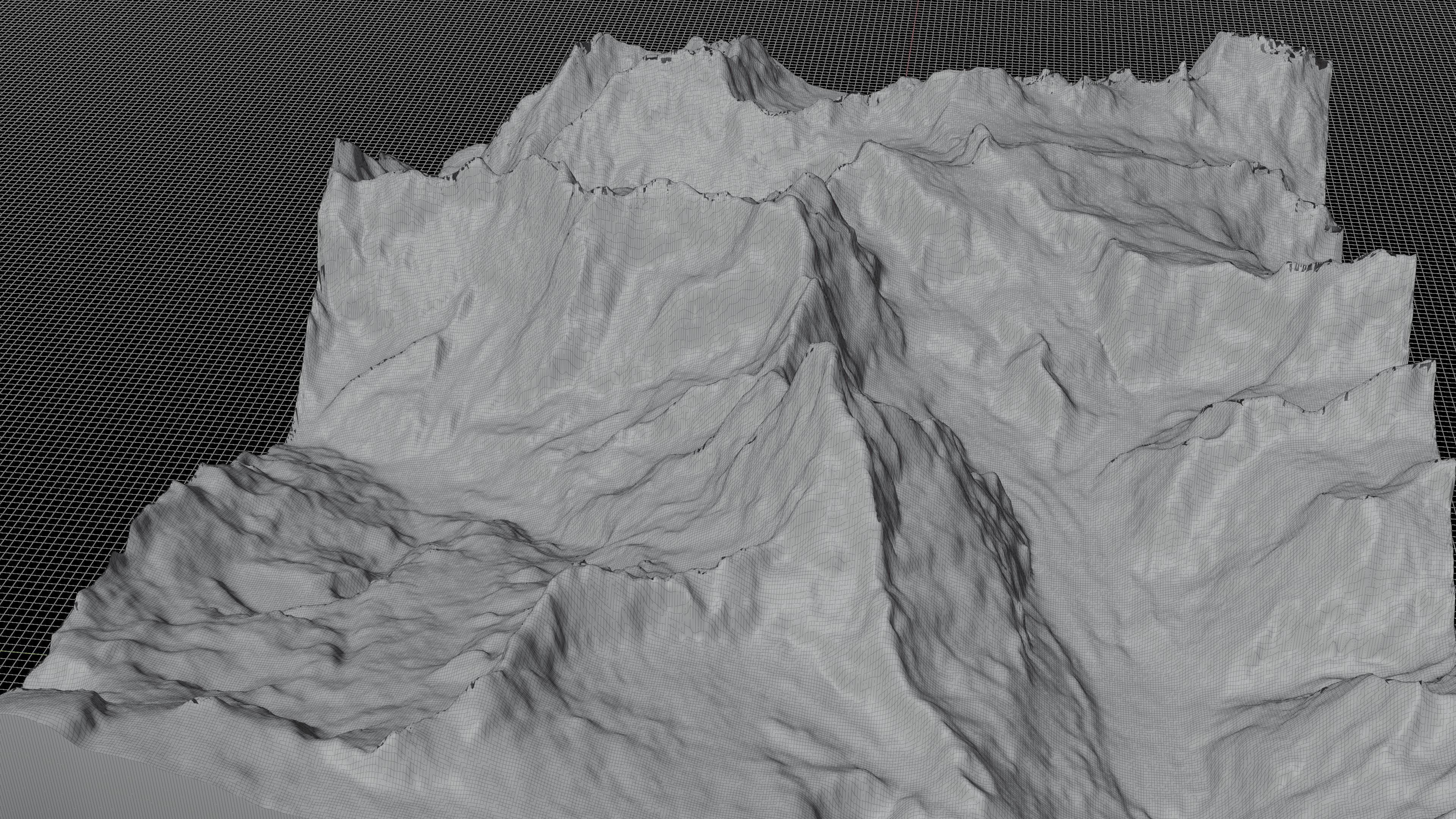 Matterhorn mountain snowy area with slopes and river 3D model_9
