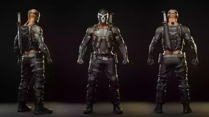 Futuristic Mercenary Low-poly 3D model