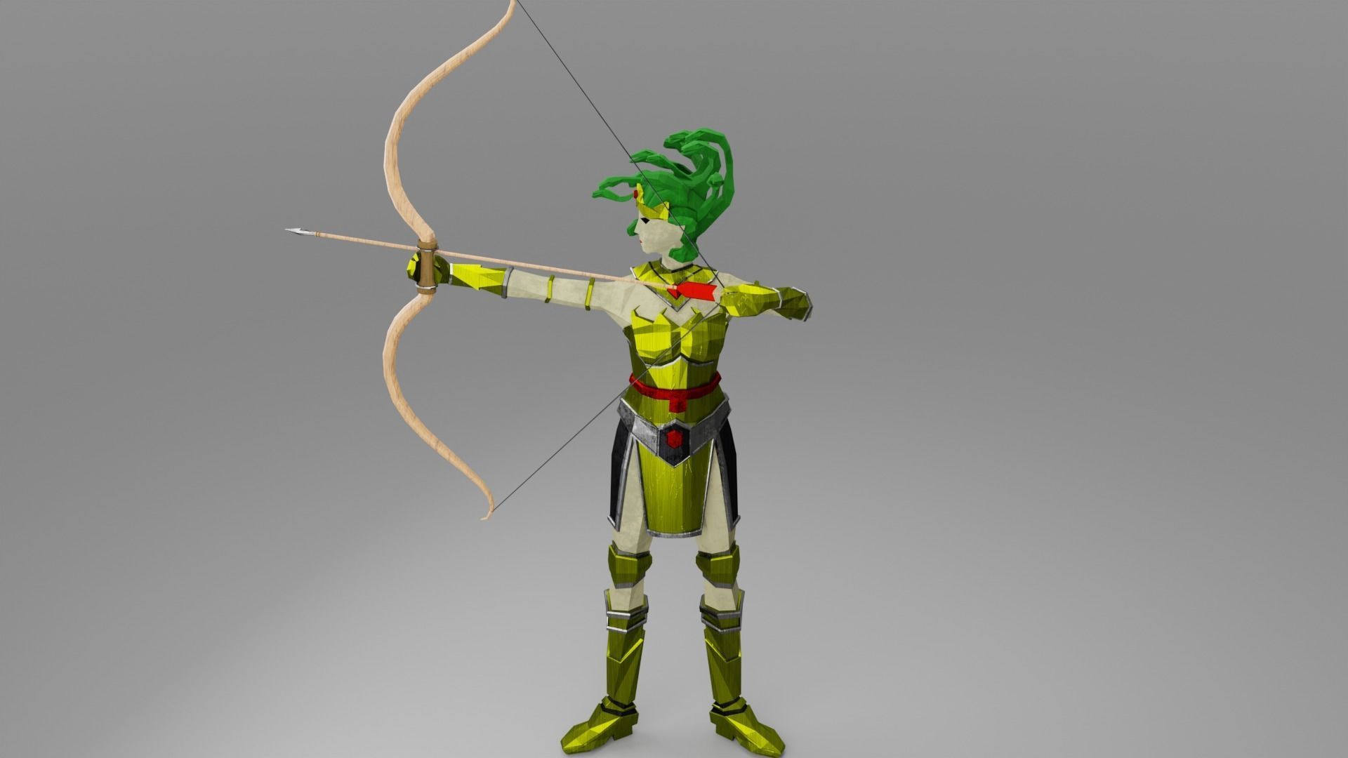 Medusa Gorgon Snake goddess Mythical  Horrific Low poly Rigged  Low-poly 3D model_4