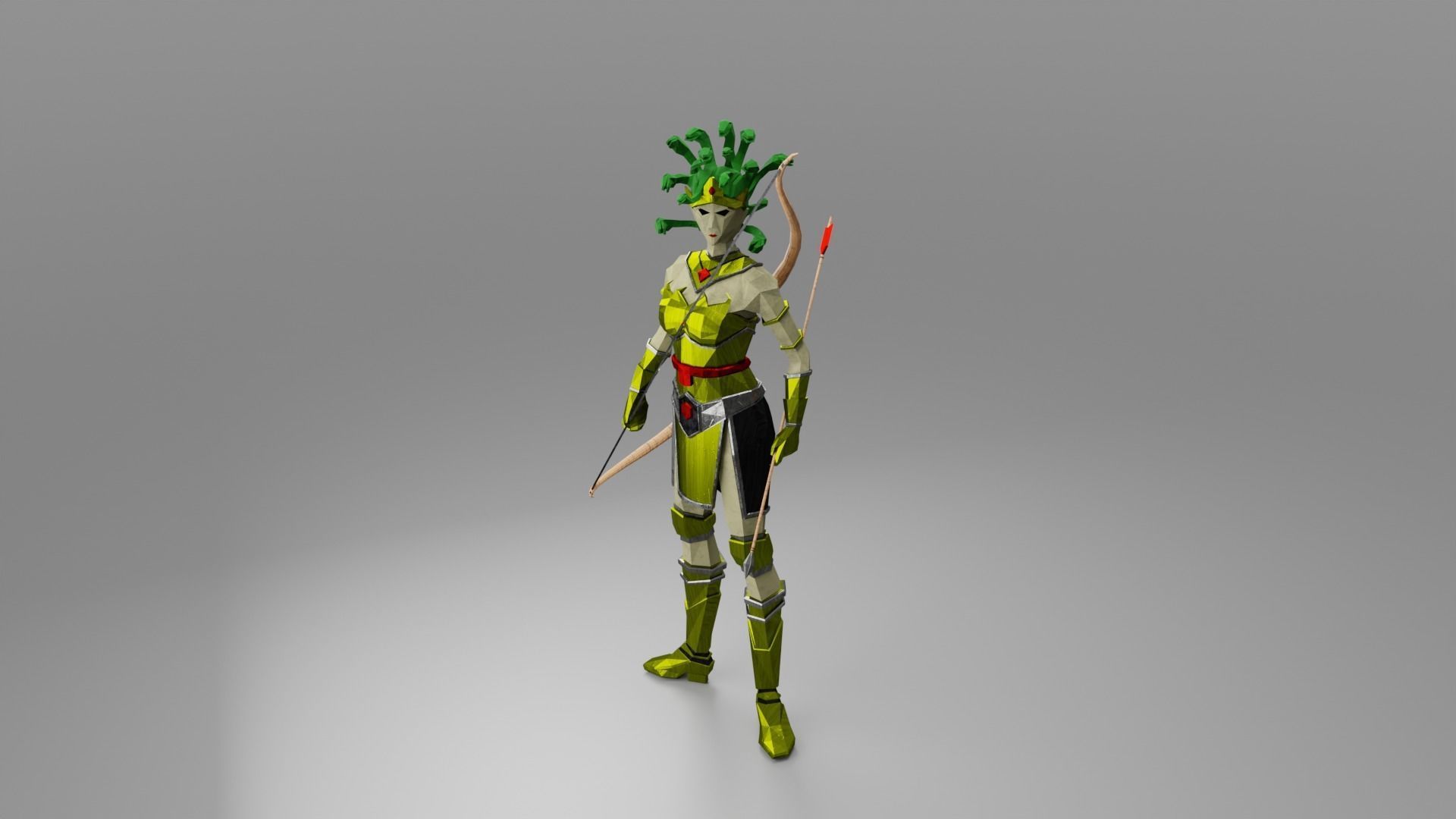 Medusa Gorgon Snake goddess Mythical  Horrific Low poly Rigged  Low-poly 3D model_3