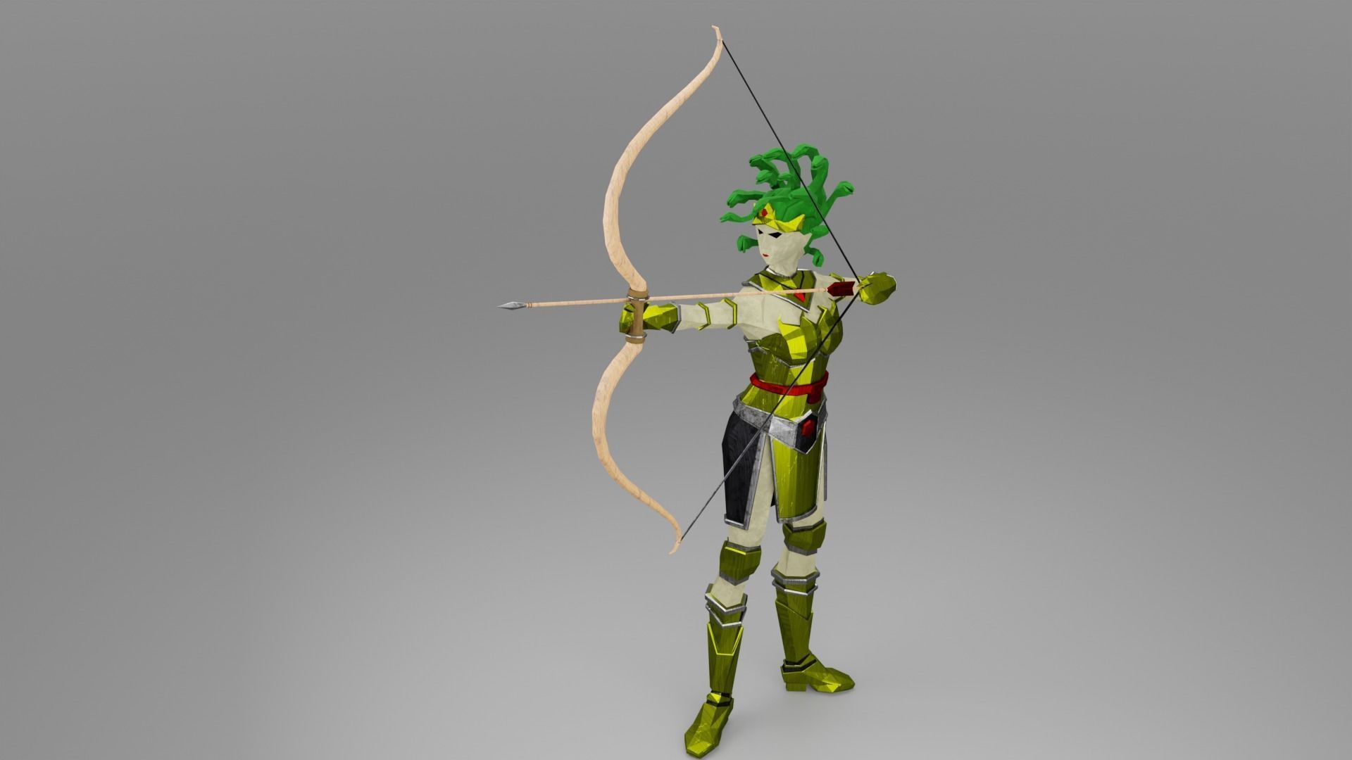 Medusa Gorgon Snake goddess Mythical  Horrific Low poly Rigged  Low-poly 3D model_1