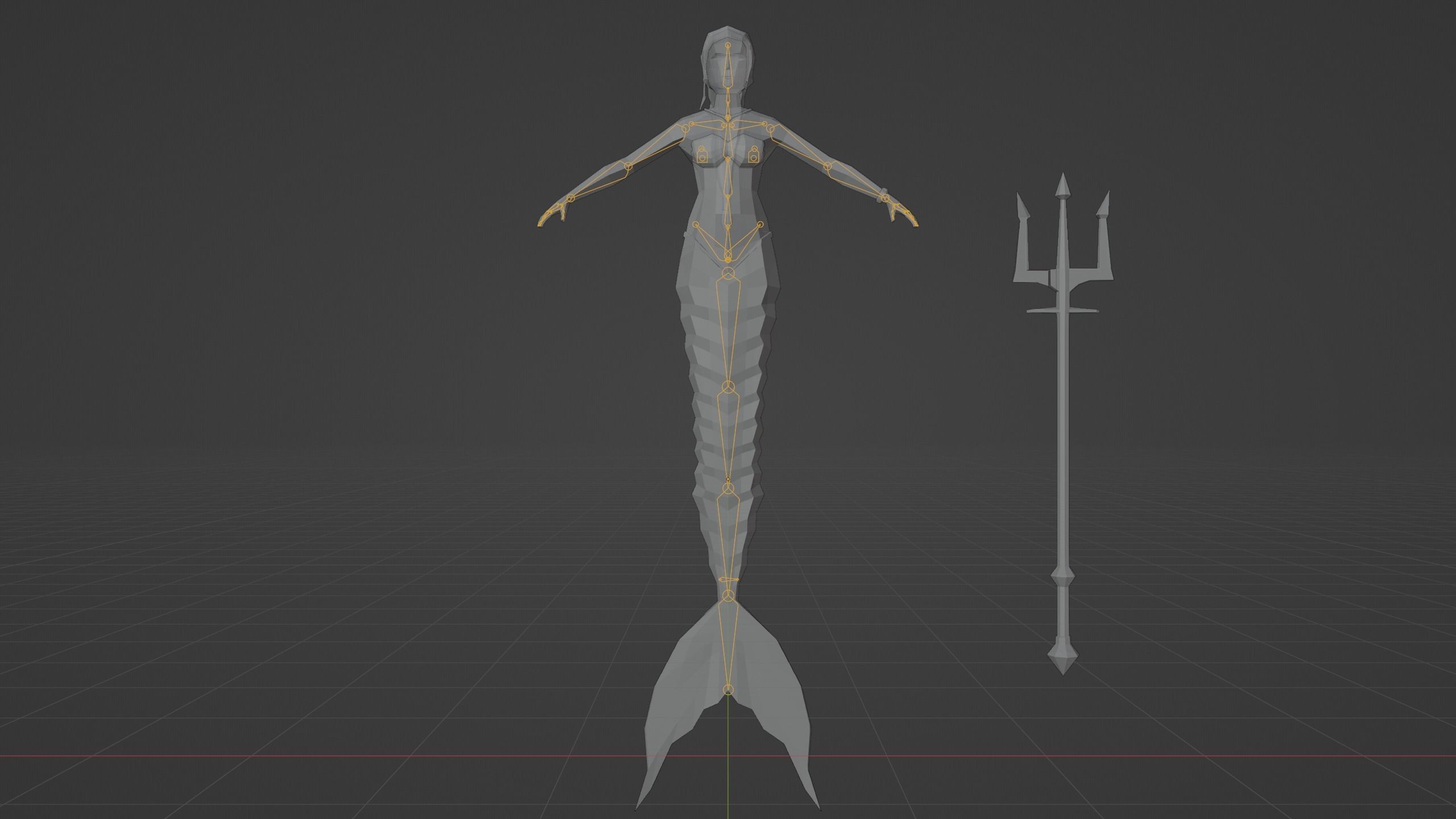 Magical Mermaid Siren Sea maiden Oceanid Lowpoly Rigged Low-poly 3D model_10
