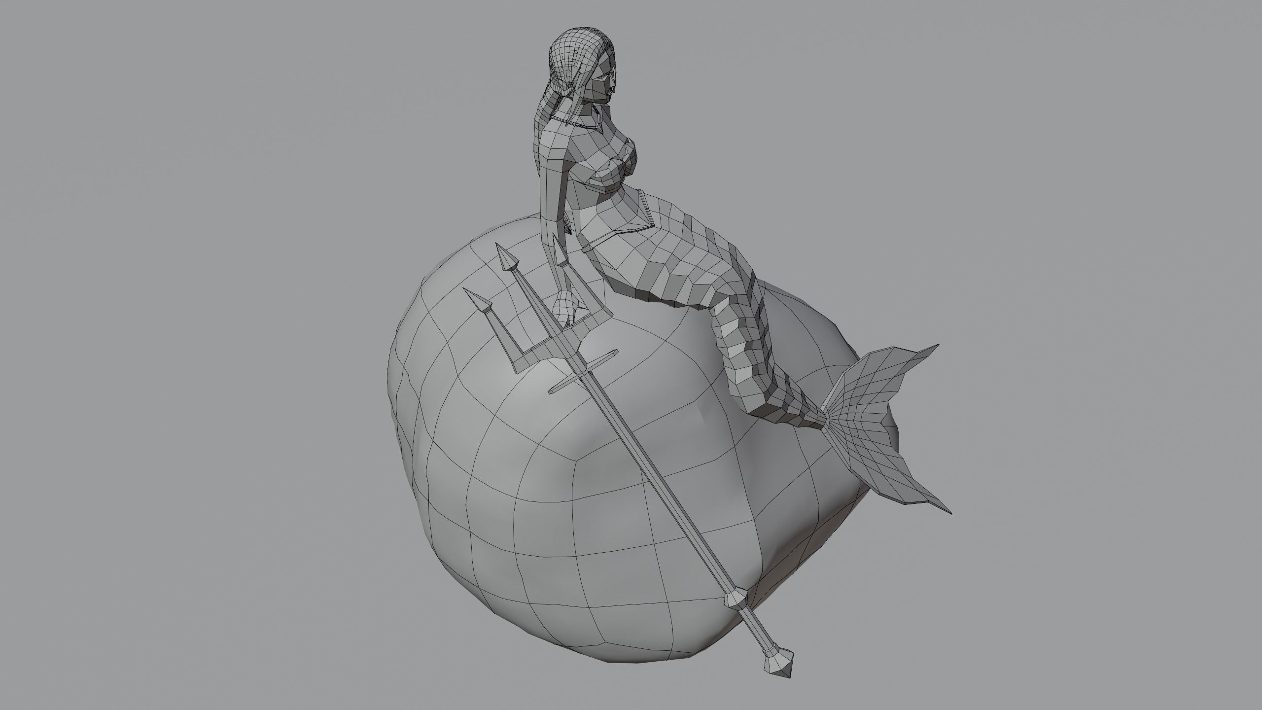 Magical Mermaid Siren Sea maiden Oceanid Lowpoly Rigged Low-poly 3D model_6