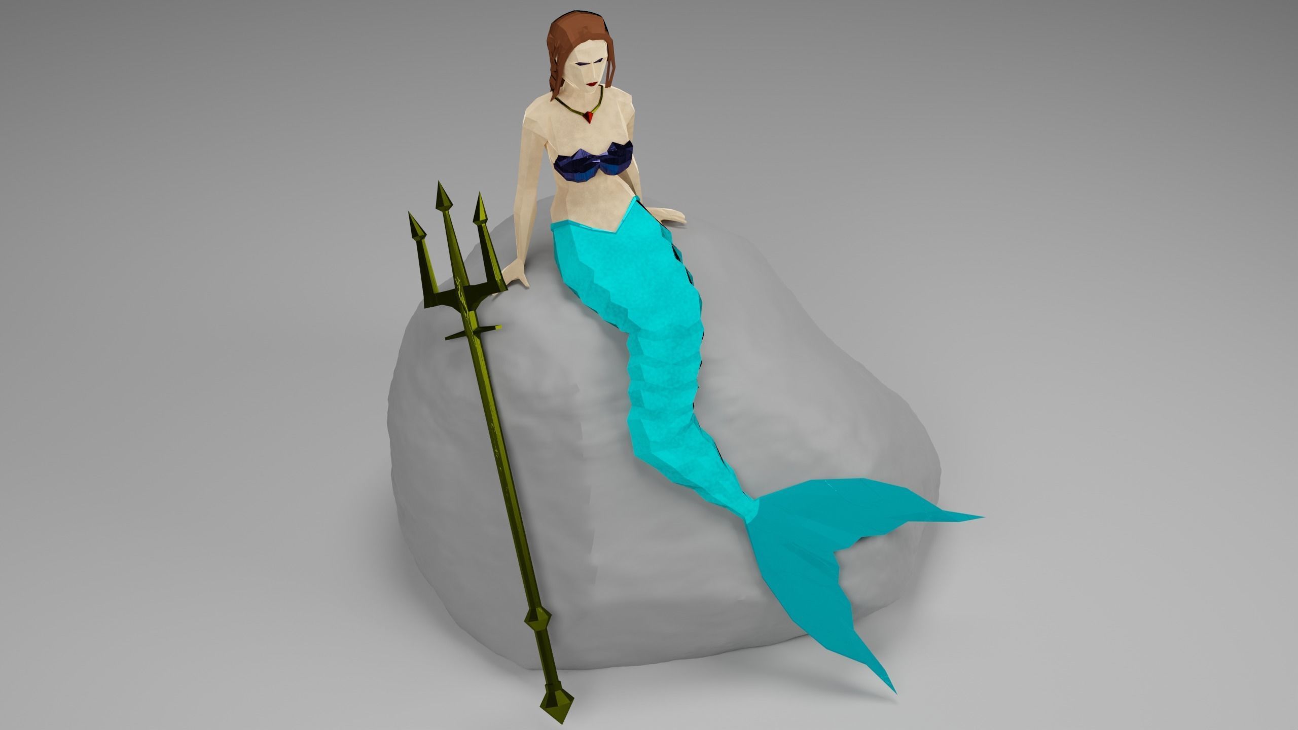 Magical Mermaid Siren Sea maiden Oceanid Lowpoly Rigged Low-poly 3D model_1
