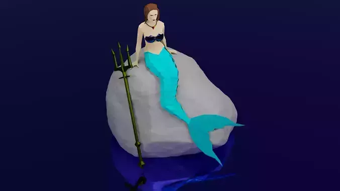 Magical Mermaid Siren Sea maiden Oceanid Lowpoly Rigged  Low-poly 3D model