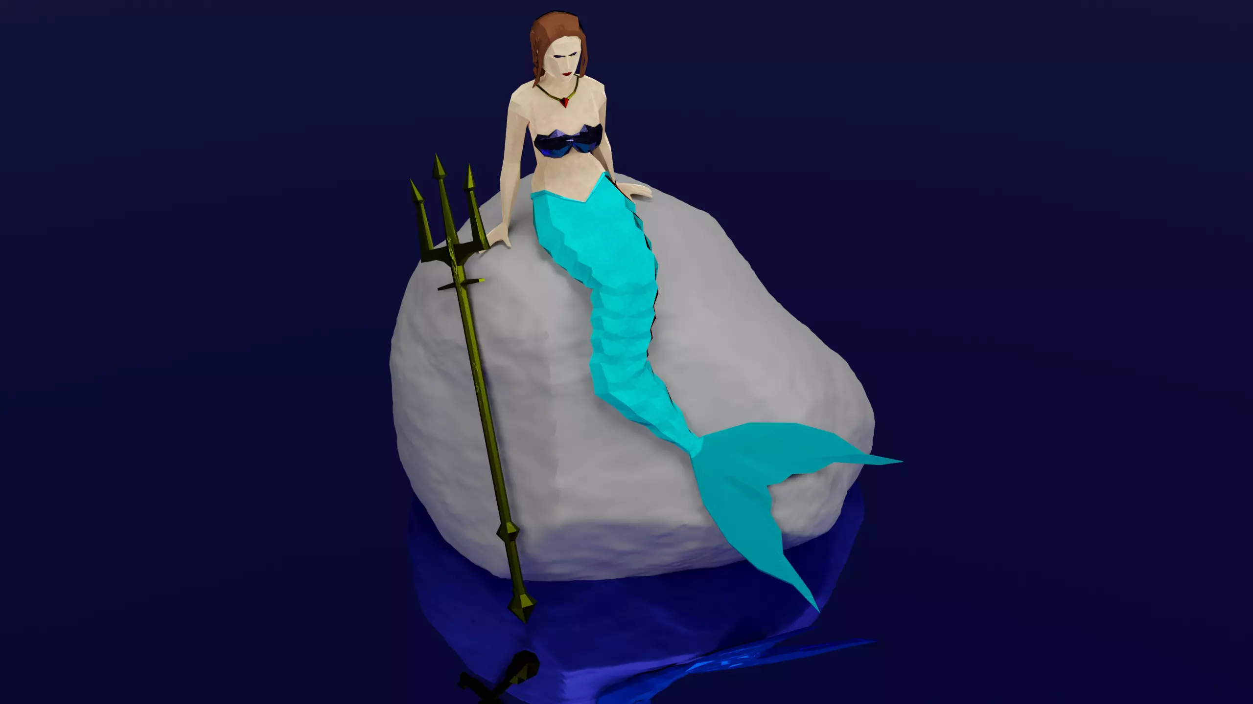 Magical Mermaid Siren Sea maiden Oceanid Lowpoly Rigged Low-poly 3D model_0