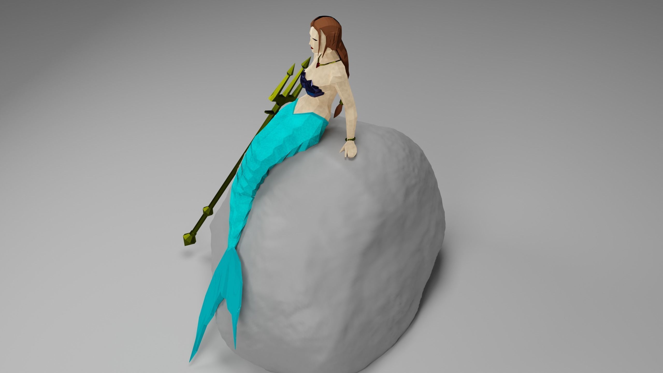 Magical Mermaid Siren Sea maiden Oceanid Lowpoly Rigged Low-poly 3D model_8