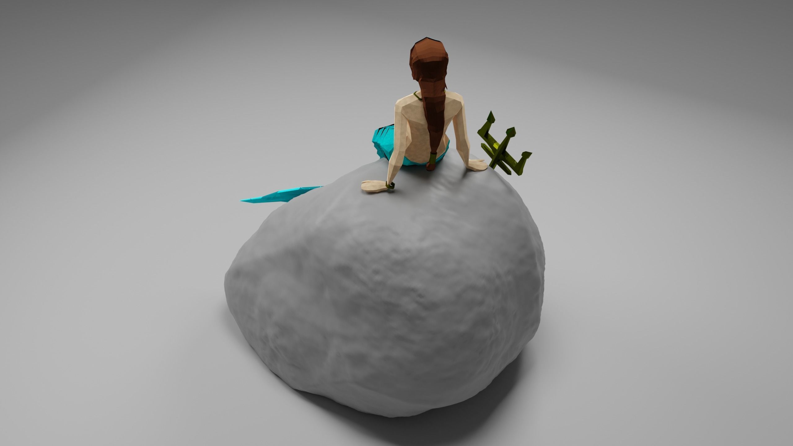 Magical Mermaid Siren Sea maiden Oceanid Lowpoly Rigged Low-poly 3D model_3