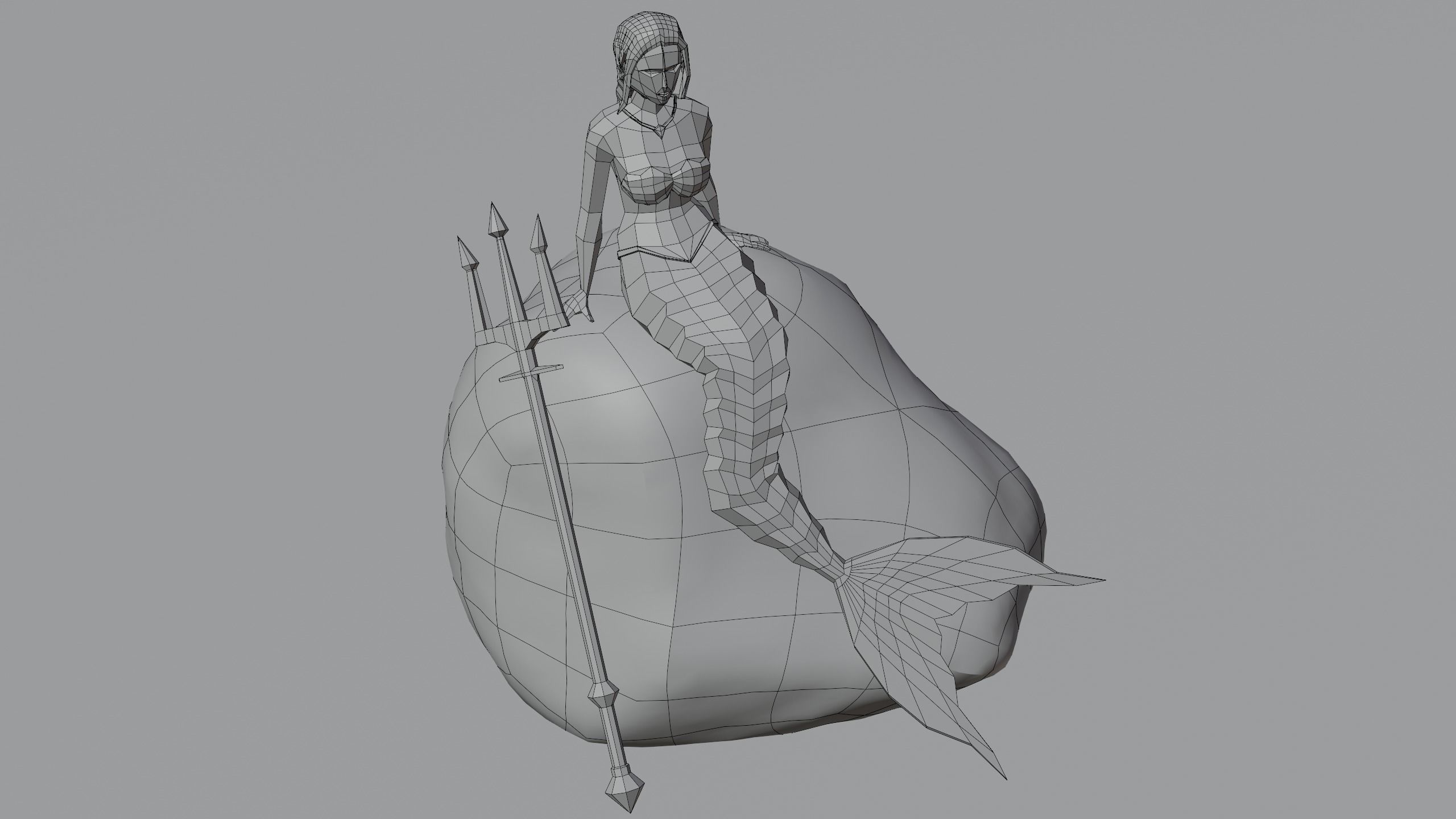 Magical Mermaid Siren Sea maiden Oceanid Lowpoly Rigged Low-poly 3D model_2