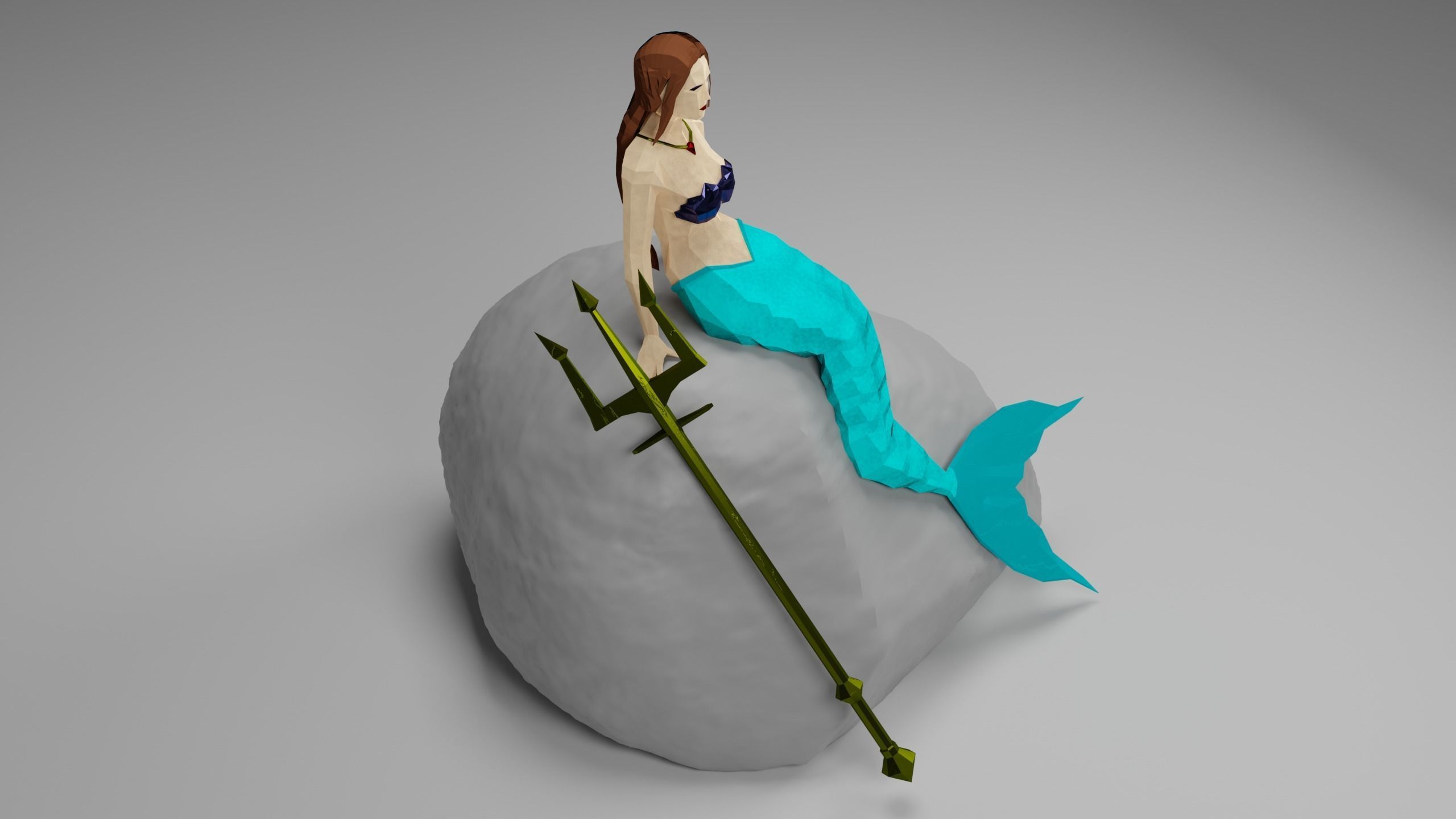 Magical Mermaid Siren Sea maiden Oceanid Lowpoly Rigged Low-poly 3D model_5