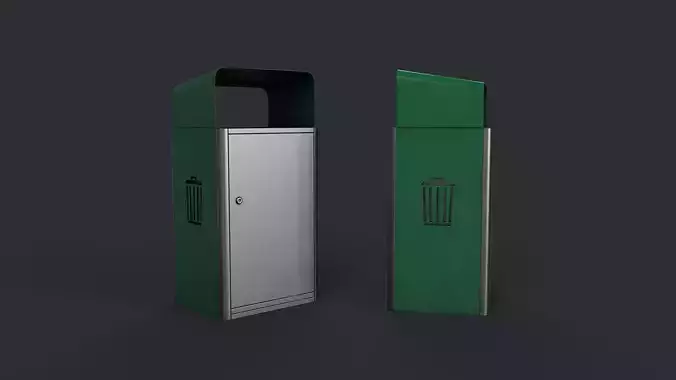 Street Trash Can 17 PBR Game Ready Low-poly 3D model