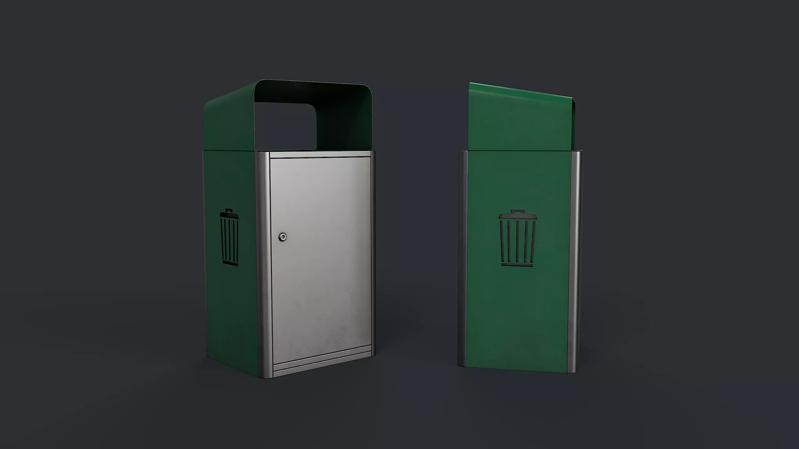 Street Trash Can 17 PBR Game Ready Low-poly 3D model